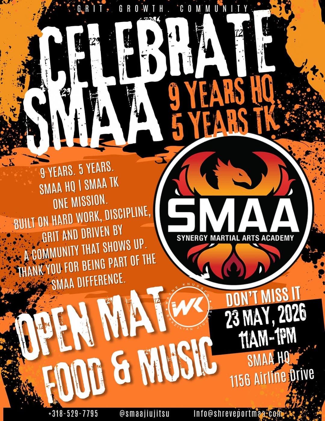 Celebrate SMAA – 9 Years HQ / 5 Years TK Anniversary Open Mat