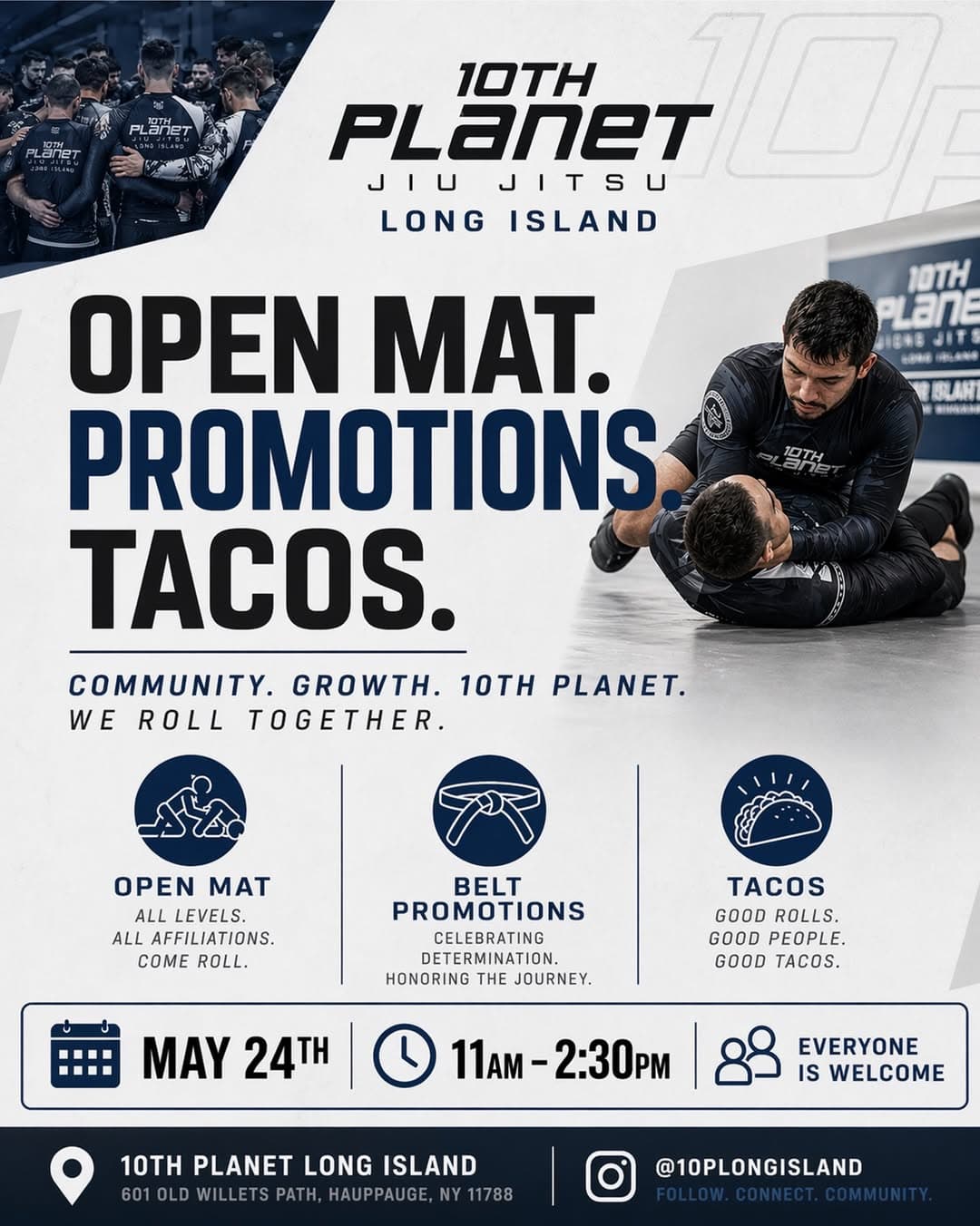 Open Mat. Promotions. Tacos.